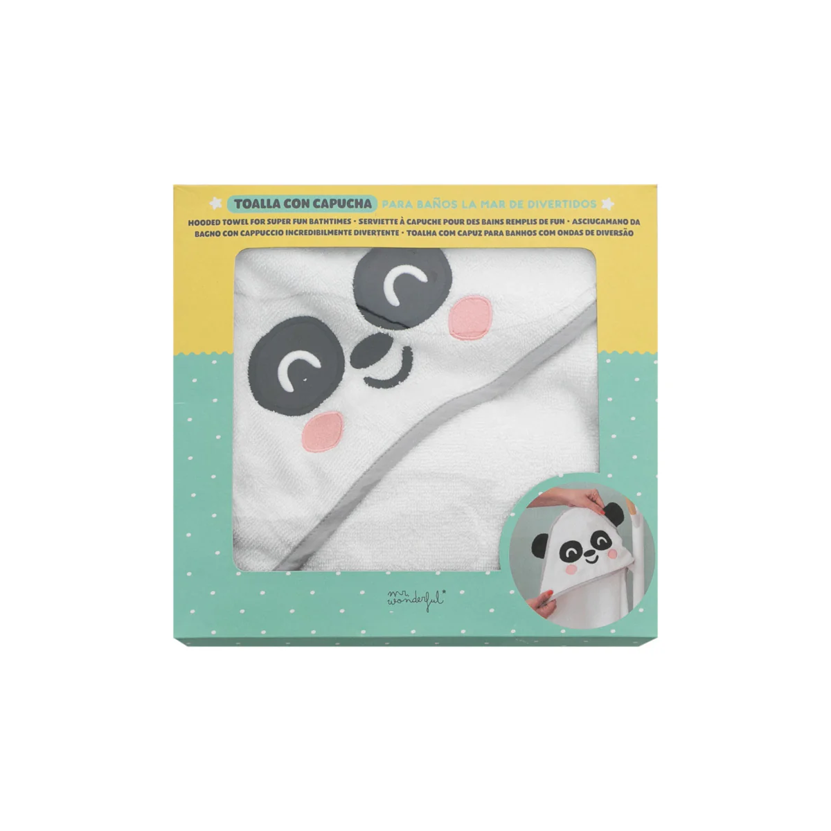 Toalla con capucha para baños la mar de divertidos - Oso panda - Imagen 4