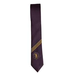 Corbata Morada de Miércoles con Logo de Nevermore