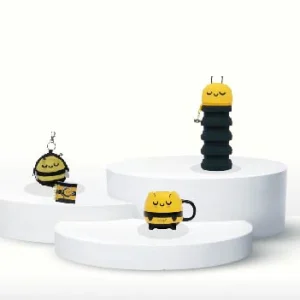 Pack Wonder World abeja - Estuche de silicona extensible + monedero llavero + taza 3D