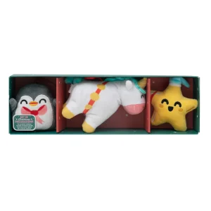 Set de 3 adornos navideños de tela - Unicornio, estrella, pingüino